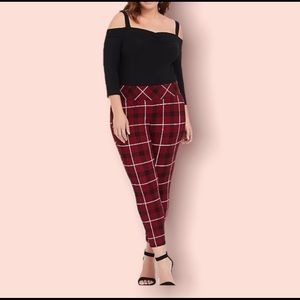 EUC Torrid Crop Ponte Stretch Pixie Pant Red Plaid Sz 1